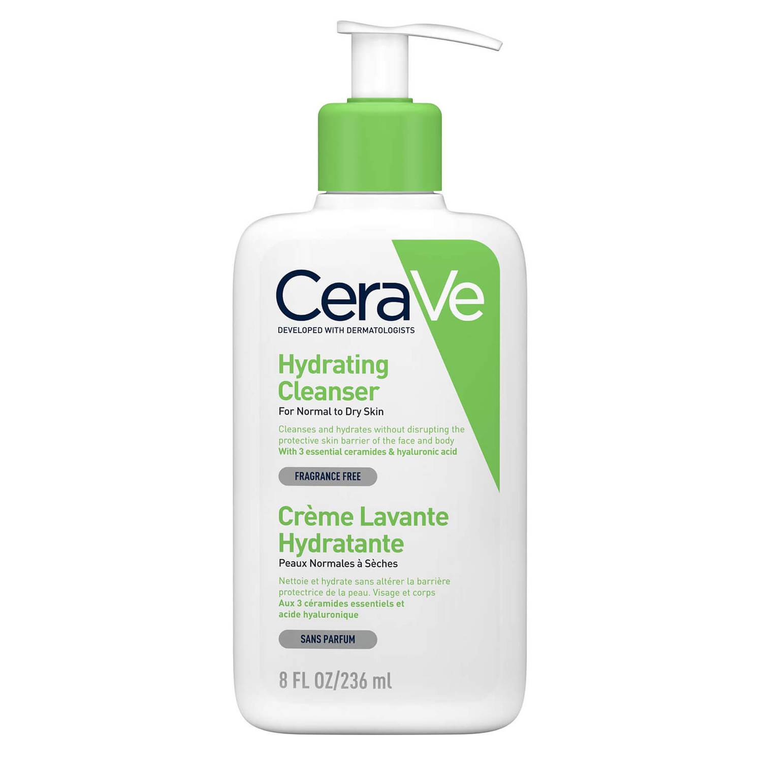 CeraVe Hydrating Cleanser with Hyaluronic Acid for Normal to Dry Skin 236ml (Country of Origin: France)