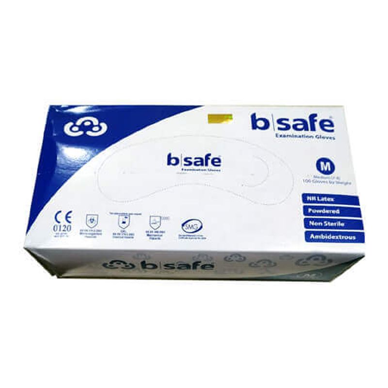 B Safe Examination Gloves Medium Size Malaysia 1 Box/100pcs