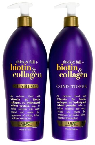 OGX Biotin & Collagen Shampoo & Conditioner Thick & Full Sulfate-Free, 750ml (Country of Origin: USA)